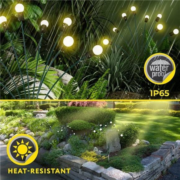 24 LEDs Firefly Garden Lights Solar Outdoor w/ Green Stems - 3 Pack Solar Lights - Picture 5 of 6